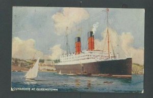 Post Card Ocean Liner Cunard Queenstown