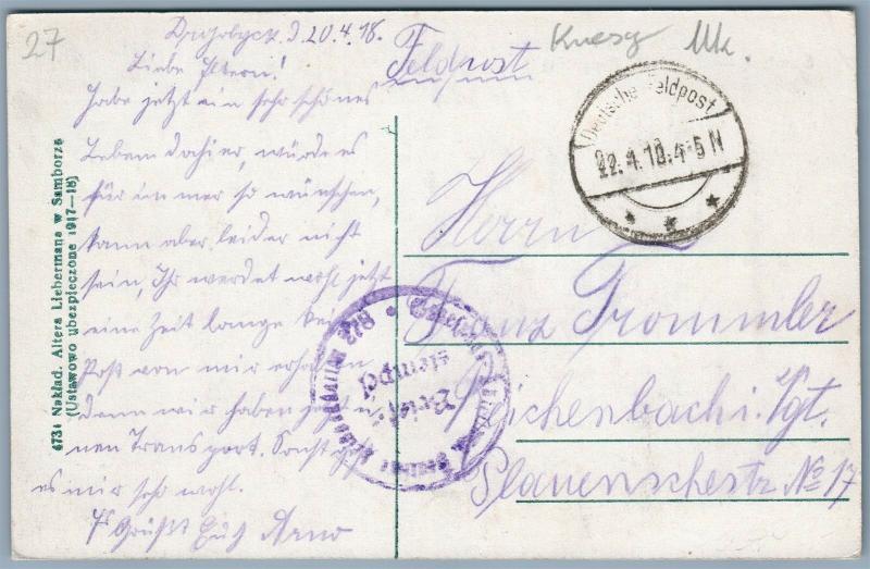 SAMBOR POLAND UKRAINE LVOV REGION RYNEK 1918 ANTIQUE POSTCARD GERMAN FELDPOST