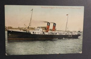 1909 Ship Postcard Cover From Belleville NS to MA Steamer Prince George