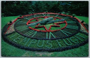 Vtg Montreal Quebec Canada Floral Clock Westmount Park 1950s View Postcard