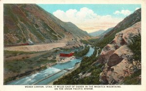 Vintage Postcard Weber Canyon East Of Ogden Wasatch Mountains Union Pacific Utah