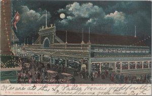 Postcard Night Scene Along the Boardwalk Atlantic City NJ 1907