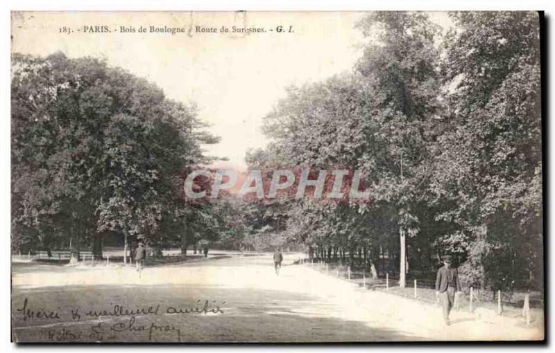 Paris - 16 - Bois de Boulogne - Route de Suresnes - Old Postcard