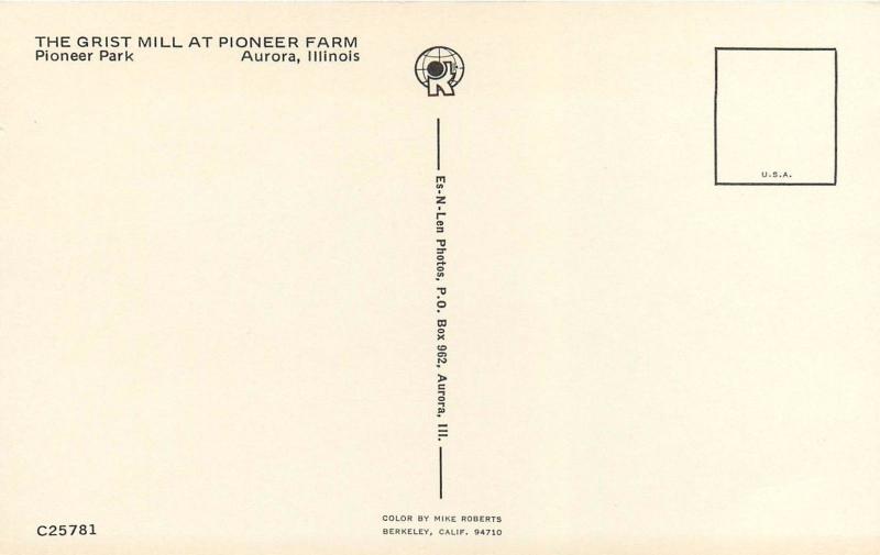 Grist Mill Pioneer Farm Park Aurora IL Illinois Postcard Red Barn Weather Vane