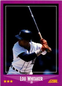 1988 Score Baseball Card Lou Whitaker Detroit Tigers sk20624