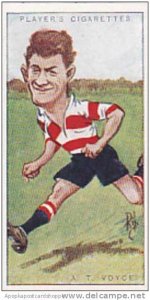 Players Vintage Cigarette Card Footballers Caricatures RIP 1926 No 47 A T Voyce