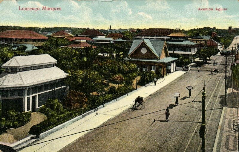 PC CPA MOZAMBIQUE, LOURENCO MARQUES, AVENIDA AGUIAR, Vintage Postcard (b26749)