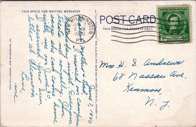 Postcard Old Main Memorial Westminster College New Wilmington PA