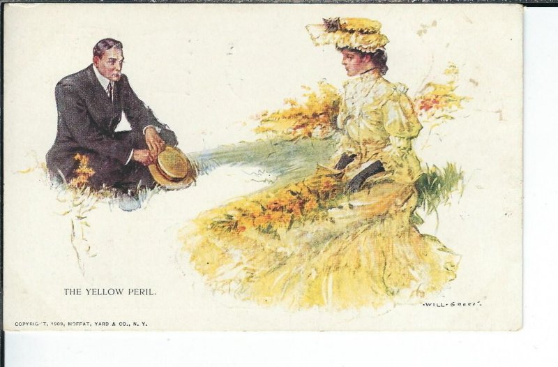 AX-032- Yellow Peril, Artist Will Grefe 1907-1915 Golden Age Postcard