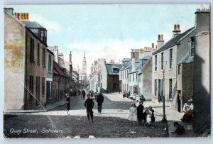 North Ayrshire Scotland Postcard Quay Street Saltcoats c1910 Antique Unposted