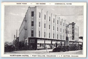 Fort Collins Colorado Postcard Northern Hotel Building Exterior Classic Car 1940