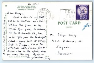 Puerto Rico Postcard Typical Street Scene San Juan 1961 Vintage Posted