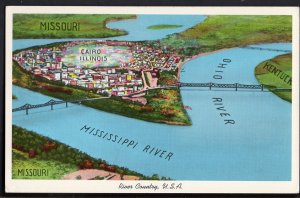 Illinois CAIRO Bird's-Eye View River Country the Southernmost Point - Chrome