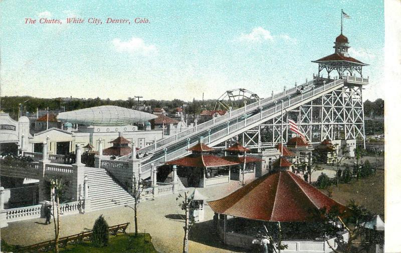 Vintage Postcard White City Amusement Park Chutes Denver CO unposted