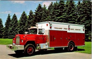 Tolland, CT Connecticut  FIRE DEPARTMENT RESCUE TRUCK 240~1978 Mack  Postcard