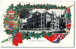c1905 The Quinte Belleville Ontario Canada Antique Flag Logo Leaf Postcard