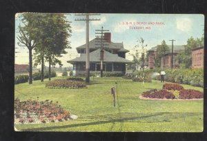 ELKHART INDIANA LS & MS RAILROAD DEPOT TRAIN STATION VINTAGE POSTCARD