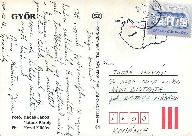 Gyor Hungary Souvenir Postcard