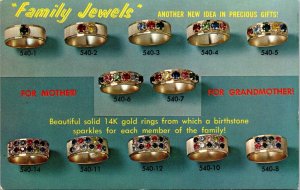 VINTAGE POSTCARD FAMILY JEWLS ADVERTISING FOR RINGS AND JEWELRY TYPICAL 1970s