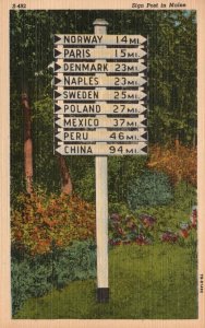 Vintage Postcard 1955 Famous Sign Post In Maine ME Portland News Co. Pub