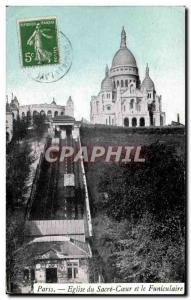 Old Postcard Paris Church of the Sacre Coeur and Montmartre funicular