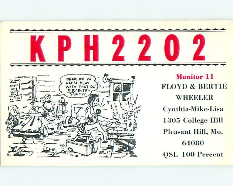 comic - QSL CB HAM RADIO CARD Pleasant Hill Missouri MO t9515