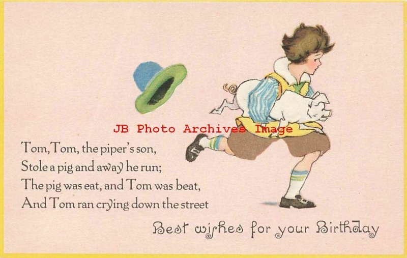 6 Postcards, Birthday Greetings with Nursery Rhymes, Little Bo Peep-Jack & Jill