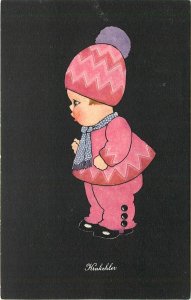 Postcard 1920s Art Deco girl Krakehler octopus throat humor 24-114