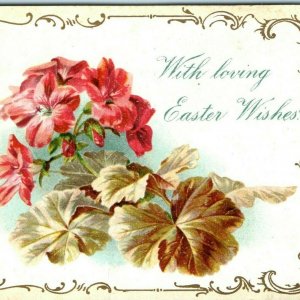 c1880s With Loving Easter Wishes Victorian Trade Card Flower Art Nouveau C24