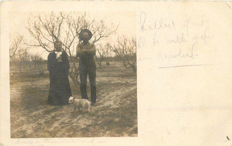 California Hot Springs Tulare 1907 Old Couple Dog RPPC real photo postcard 8072