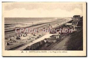 Postcard Old Donville Les Bains Beach And Cabins