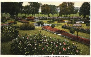 Vintage Postcard Flower Beds Armory Gardens Florist Minneapolis Minnesota MN
