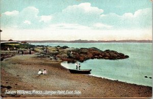 Salem Willows Mass Juniper Point East Side Lake RPPC Dived Back Postcard UP 