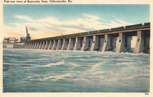 Vintage Postcard 1930's Birds Eye View Of Kentucky Dam Gilbertsville Kentucky KY