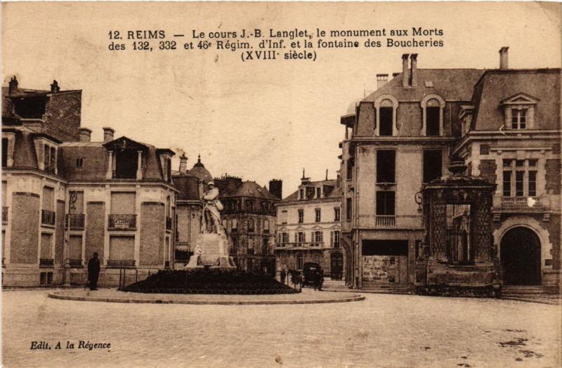 CPA Reims - Le cours J.-B.-Langlet ,le monument aux Morts des 132,322 (741457)