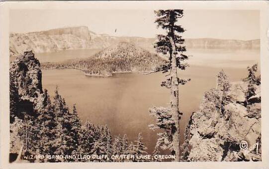 Oregon Crater Lake Wizard IsLand And Llao Cliff 1928 Real Photo