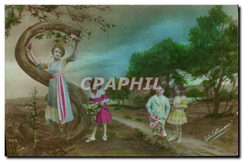 Old Postcard Fantaisie Letters Letter S Children