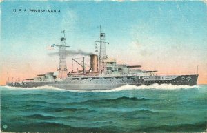 Vintage Ship Postcard; U.S.S. Pennsylvania (c) E. Muller Battleship Series No. 2