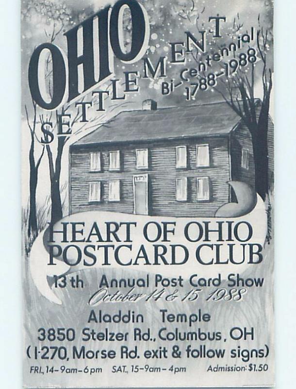 1988 Postcard Ad HEART OF OHIO POSTCARD CLUB Columbus Ohio OH HM4469