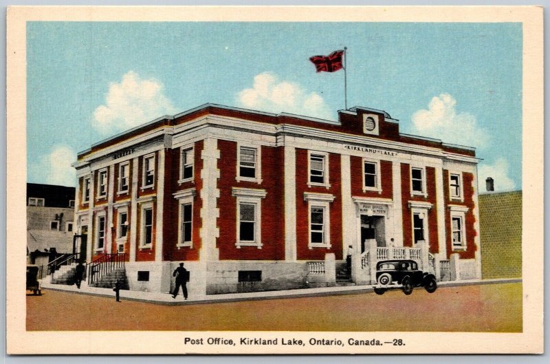 Postcard Kirkland Lake Ontario 1940s Post Office Timiskaming District PECO