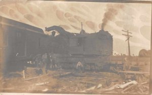 Train Wreck Disaster Clean Up Crane Real Photo Vintage Postcard JF360337
