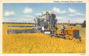 Combine, Harvesting Wheat Kansas, USA Farming 1941 