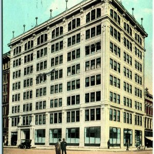 1911 South Bend, Ind. J.M.S. Building Litho Photo Postcard JMS Office St Car A36