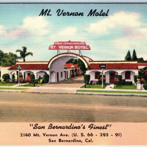 c1940s San Bernardino, CA Mt Vernon Motel Roadside Sign United Motor Courts A230