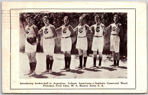 1922 Introducing Basket Ball In Argentina Colegio Americano Posted Postcard