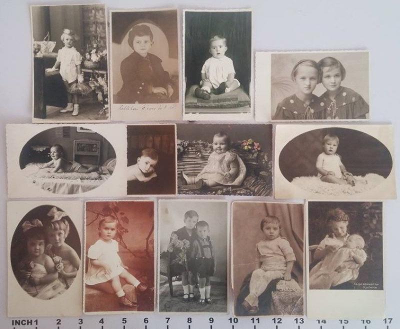 Lot 13 vintage real photo postcards children portraits