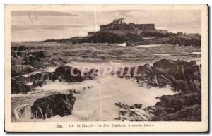 Postcard Old St Malo Fort National has high Maree