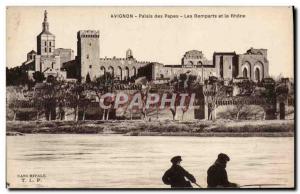 Old Postcard Avignon Palais Des Papes Les Remparts and Le Rhone