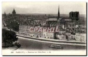 Paris Old Postcard Panorama to Notre Dame