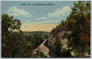 Vtg Missouri MO Scenic Drive Lake Taneycomo 1940s Linen View Old Unused Postcard